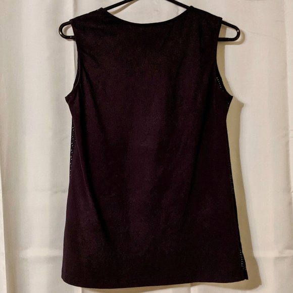 Laser Cut Perforated Tank Top With Bow (Navy) - Picture 2 of 11
